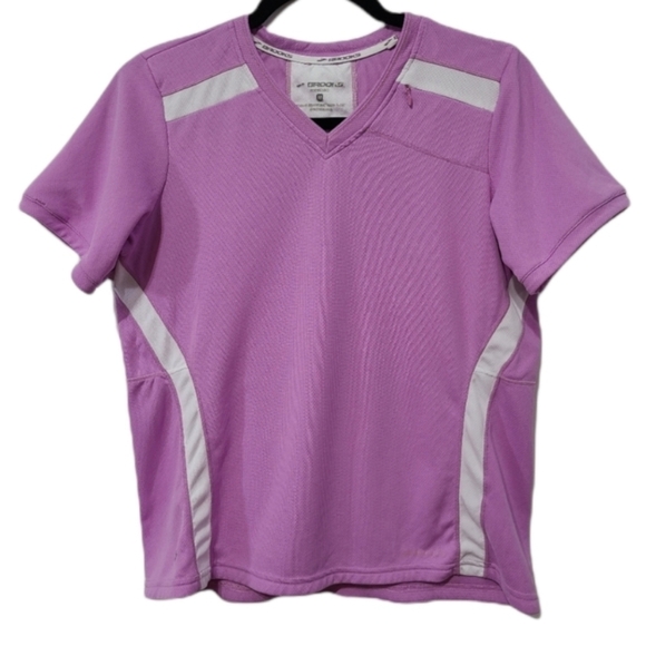 Brooks Short Sleeve Athletic Top with Shoulder Zip Pocket Purple White, Medium - Picture 1 of 16